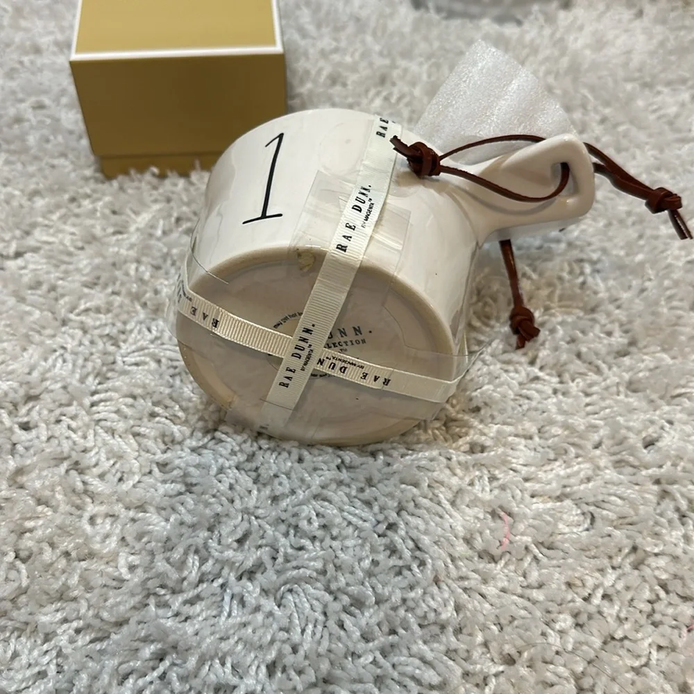 RAE DUNN White & Leather Strings on the Handles Measuring Cups